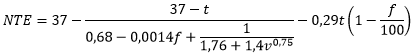 NTE=37-(37-t)/(0,68-0,0014f+1/(1,76+1,4v^0,75 ))-0,29t(1-f/100)