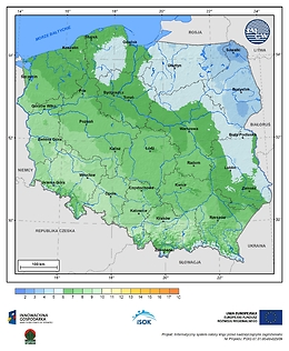 Maksymalna dobowa temperatura powietrza w II dekadzie lutego o prawdopodobieństwie wystąpienia 10%