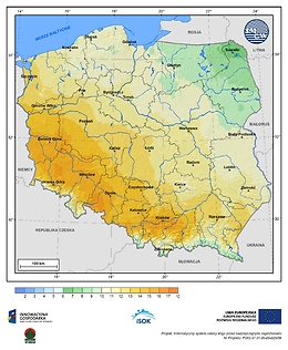 Maksymalna dobowa temperatura powietrza w II dekadzie lutego o prawdopodobieństwie wystąpienia 1%
