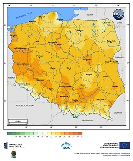 Maksymalna dobowa temperatura powietrza w II dekadzie kwietnia o prawdopodobieństwie wystąpienia 1%