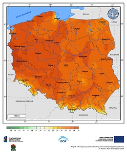 Maksymalna dobowa temperatura powietrza w III dekadzie kwietnia o prawdopodobieństwie wystąpienia 1%