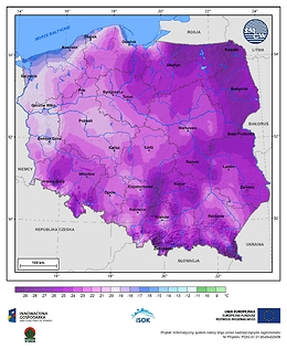 Minimalna dobowa temperatura powietrza w I dekadzie stycznia o prawdopodobieństwie wystąpienia 1%