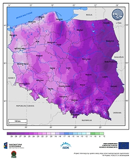 Minimalna dobowa temperatura powietrza w II dekadzie stycznia o prawdopodobieństwie wystąpienia 1%