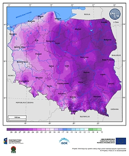 Minimalna dobowa temperatura powietrza w III dekadzie stycznia o prawdopodobieństwie wystąpienia 1%