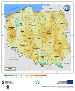 Minimalna dobowa temperatura powietrza w I dekadzie czerwca o prawdopodobieństwie wystąpienia 1%