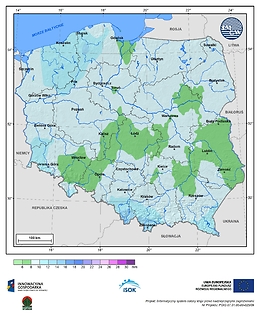 Maksymalna dobowa suma opadów atmosferycznych w I dekadzie marca o prawdopodobieństwie wystąpienia 5%