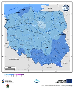 Maksymalna dobowa suma opadów atmosferycznych w II dekadzie października o prawdopodobieństwie wystąpienia 5%