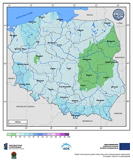 Maksymalna dobowa suma opadów atmosferycznych w III dekadzie grudnia o prawdopodobieństwie wystąpienia 5%