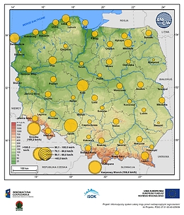 Maksymalne średnie 10-min prędkości wiatru w sierpniu