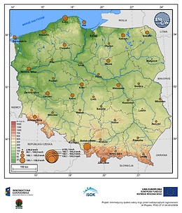 Maksymalne prędkości wiatru w porywach na wysokości 10 m npg w terenie otwartym o prawdopodobieństwie wystąpienia 10% - jesień