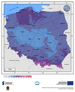 Maksymalny przyrost pokrywy śnieżnej w III dekadzie lutego o prawdopodobieństwie wystąpienia 1%