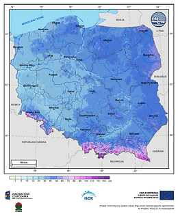 Maksymalna grubość pokrywy śnieżnej w III dekadzie stycznia o prawdopodobieństwie wystąpienia 25%