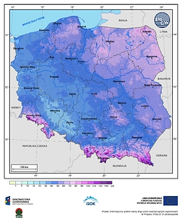 Maksymalna grubość pokrywy śnieżnej w I dekadzie marca o prawdopodobieństwie wystąpienia 1%