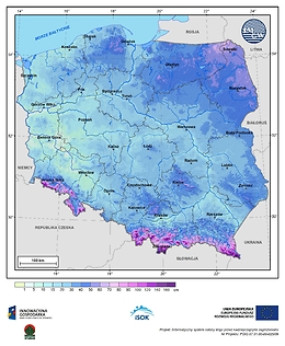 Maksymalna grubość pokrywy śnieżnej w III dekadzie marca o prawdopodobieństwie wystąpienia 1%