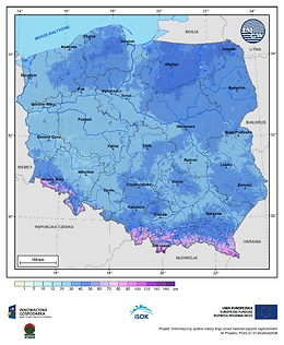 Maksymalna grubość pokrywy śnieżnej w II dekadzie grudnia o prawdopodobieństwie wystąpienia 1%