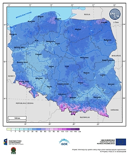 Maksymalna grubość pokrywy śnieżnej w III dekadzie grudnia o prawdopodobieństwie wystąpienia 1%