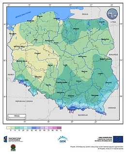 Prawdopodobieństwo wystąpienia dnia z pokrywą śnieżną w II dekadzie listopada