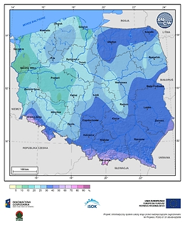 Prawdopodobieństwo wystąpienia dnia z pokrywą śnieżną w III dekadzie listopada