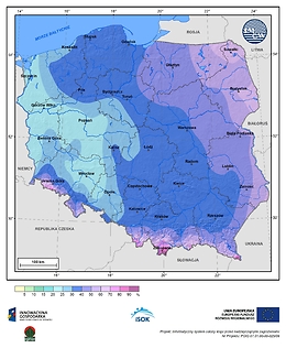 Prawdopodobieństwo wystąpienia dnia z pokrywą śnieżną w I dekadzie marca