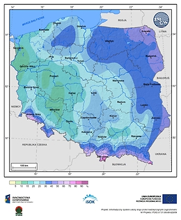 Prawdopodobieństwo wystąpienia dnia z pokrywą śnieżną w II dekadzie marca