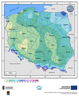 Prawdopodobieństwo wystąpienia dnia z pokrywą śnieżną w III dekadzie marca